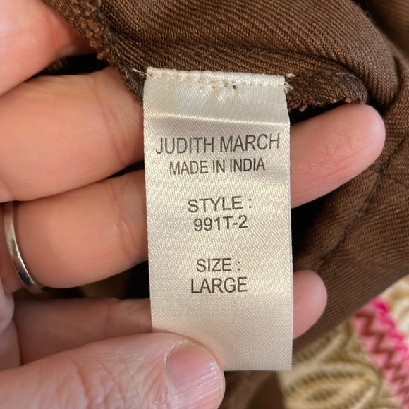 Judith March Brown Colorful Embroidered Lightweight Bell Sleeve Longline Top - Picture 10 of 16